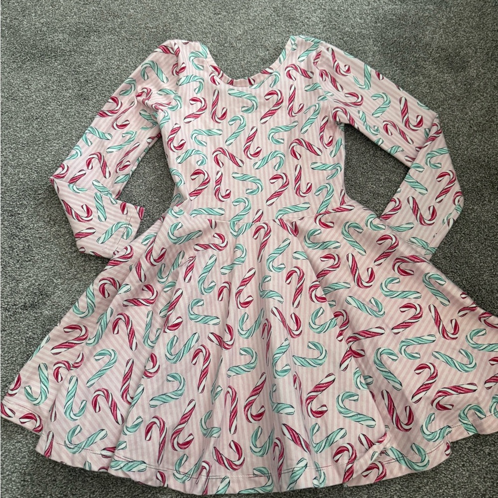 Handmade Candy Cane Patterned Twirl Dress Sz 6-7